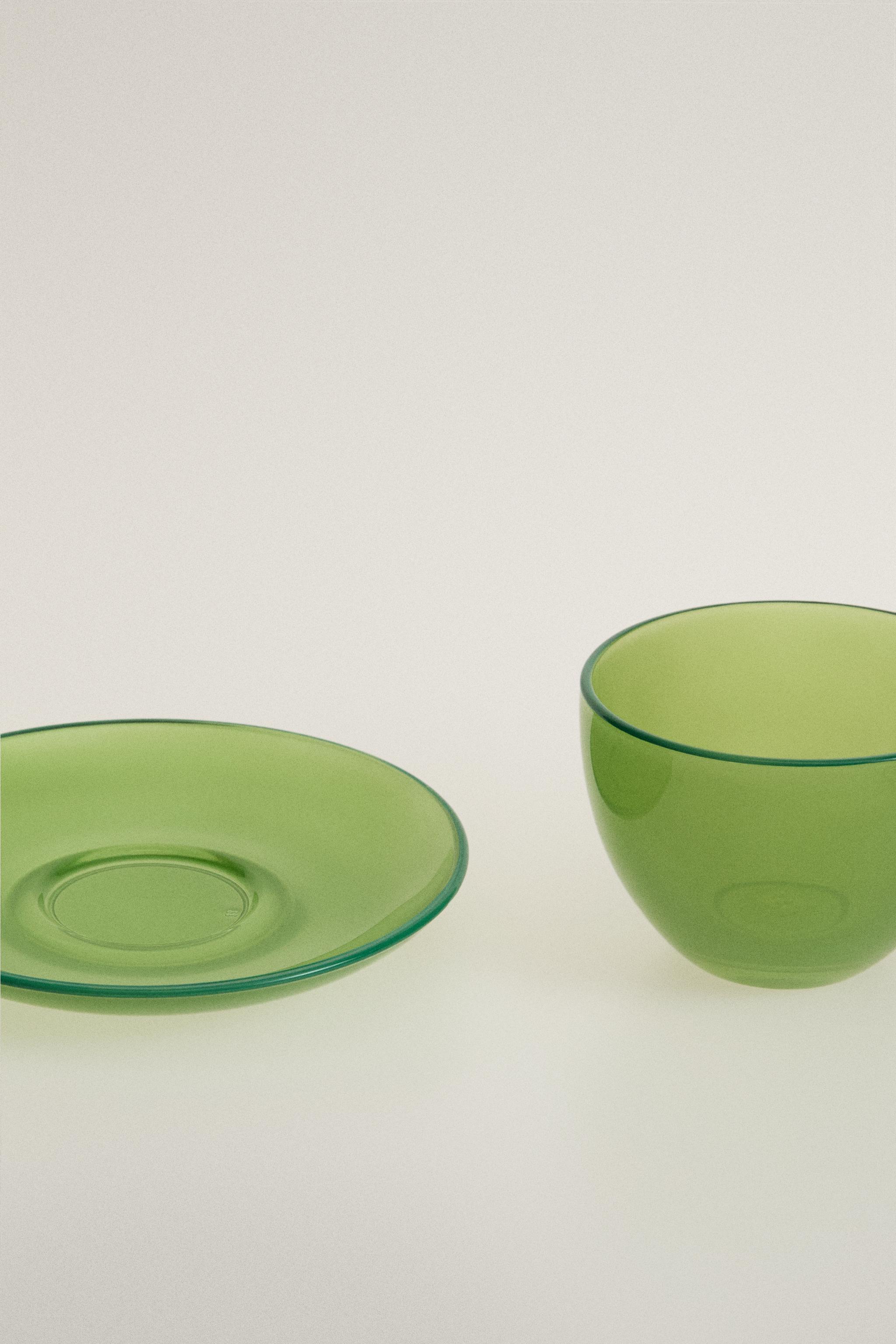 GLASS COFFEE CUP WITH SAUCER